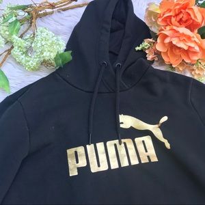 Puma Black Hoodie with Gold Logo